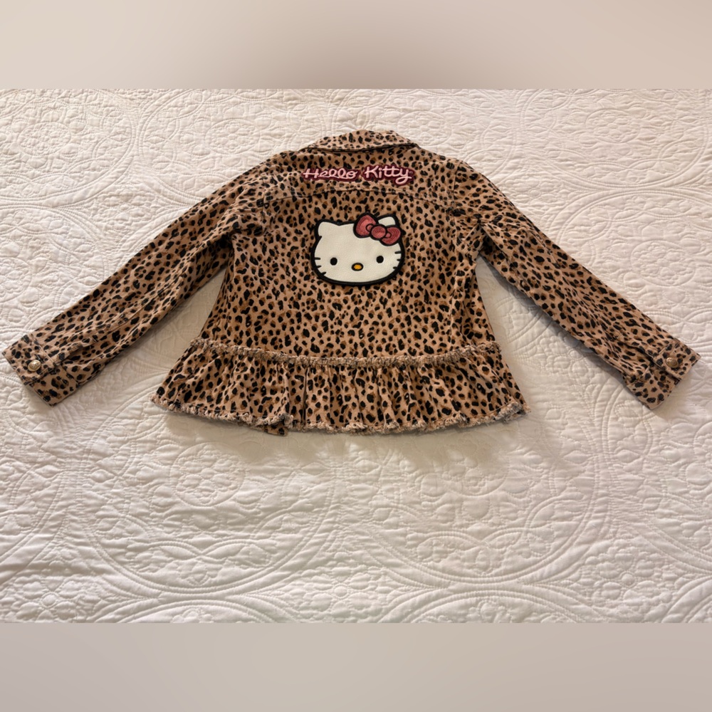 Hello Kitty Leopard Print Jean Jacket - Picture 2 of 7